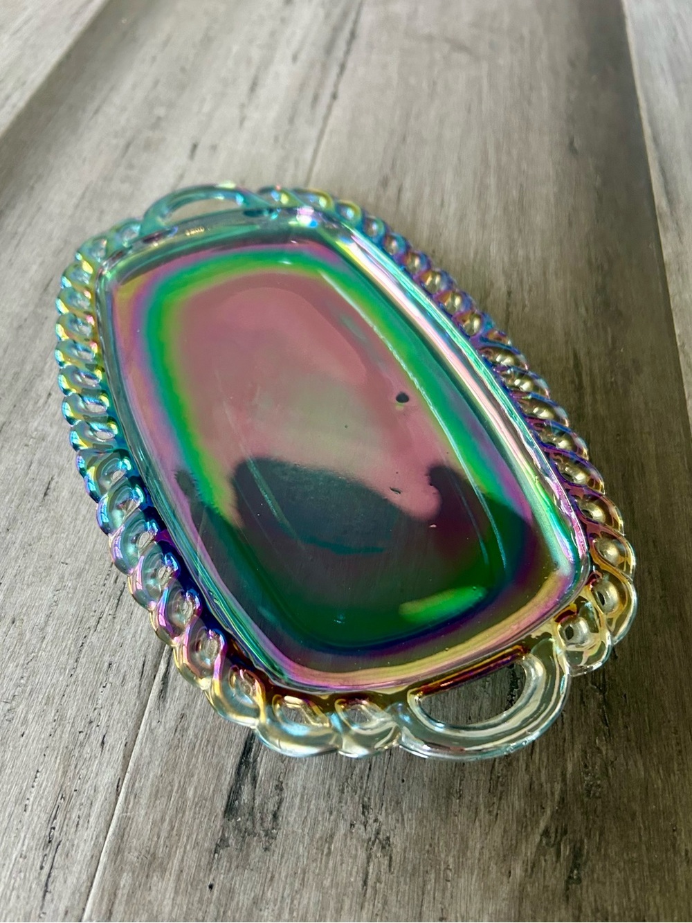 Vintage Antique Carnival Glass Tray Iridescent Glass